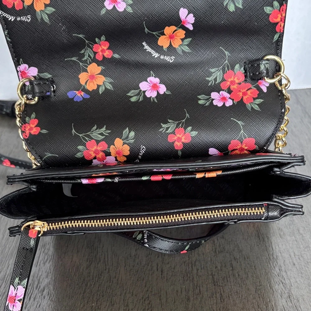Steve Madden Black Floral Crossbody Bag - Picture 5 of 5